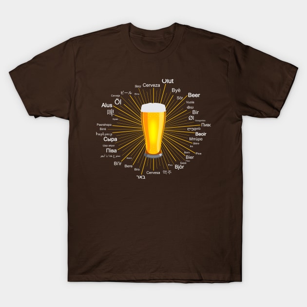 "Beer" in 45 different languages T-Shirt by hyperactive